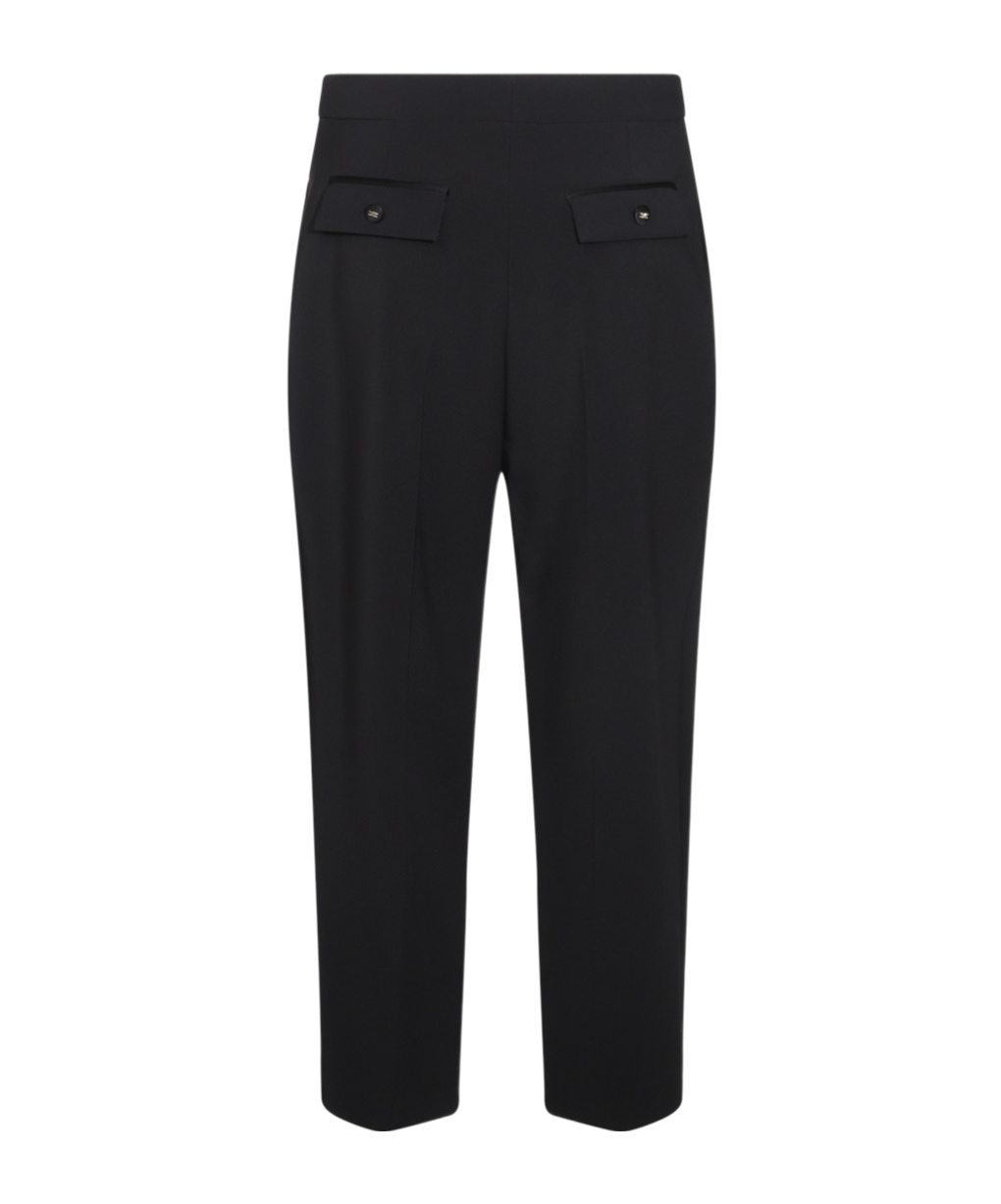 Elisabetta Franchi Wool Pleated Casual Pants In Black