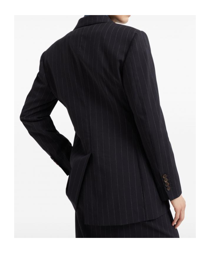 Brunello Cucinelli Black Pinstriped Double-breasted Blazer In Black