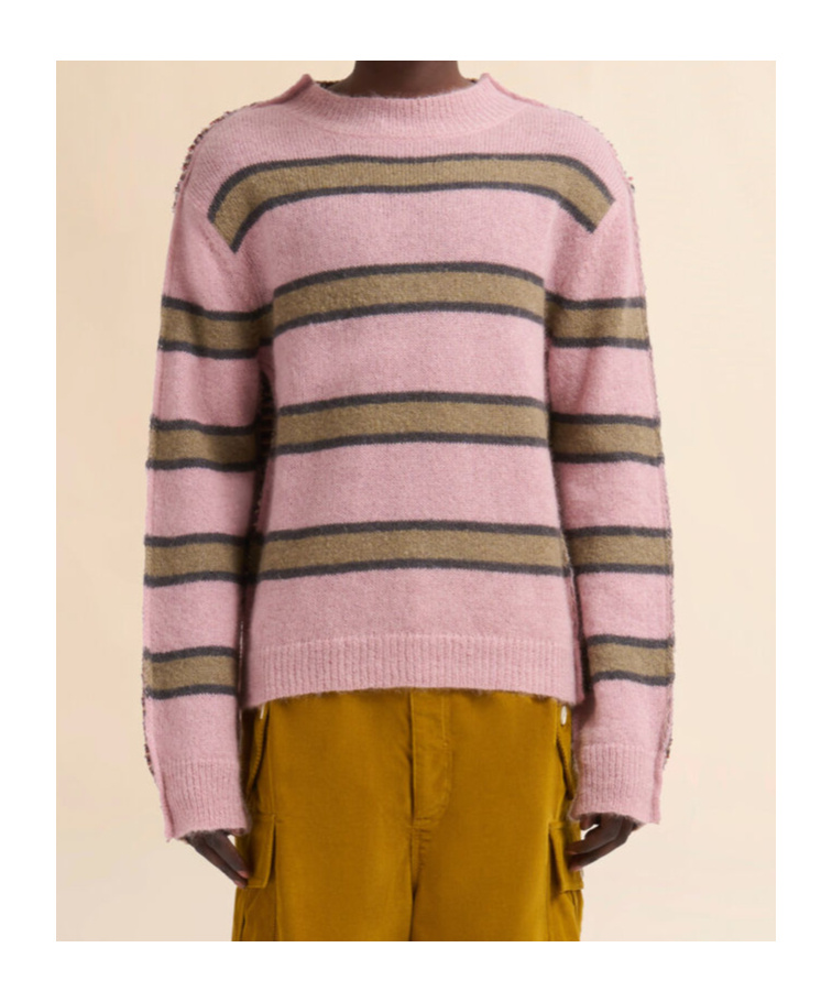 Marni Pink Striped Mohair Sweater In Pink