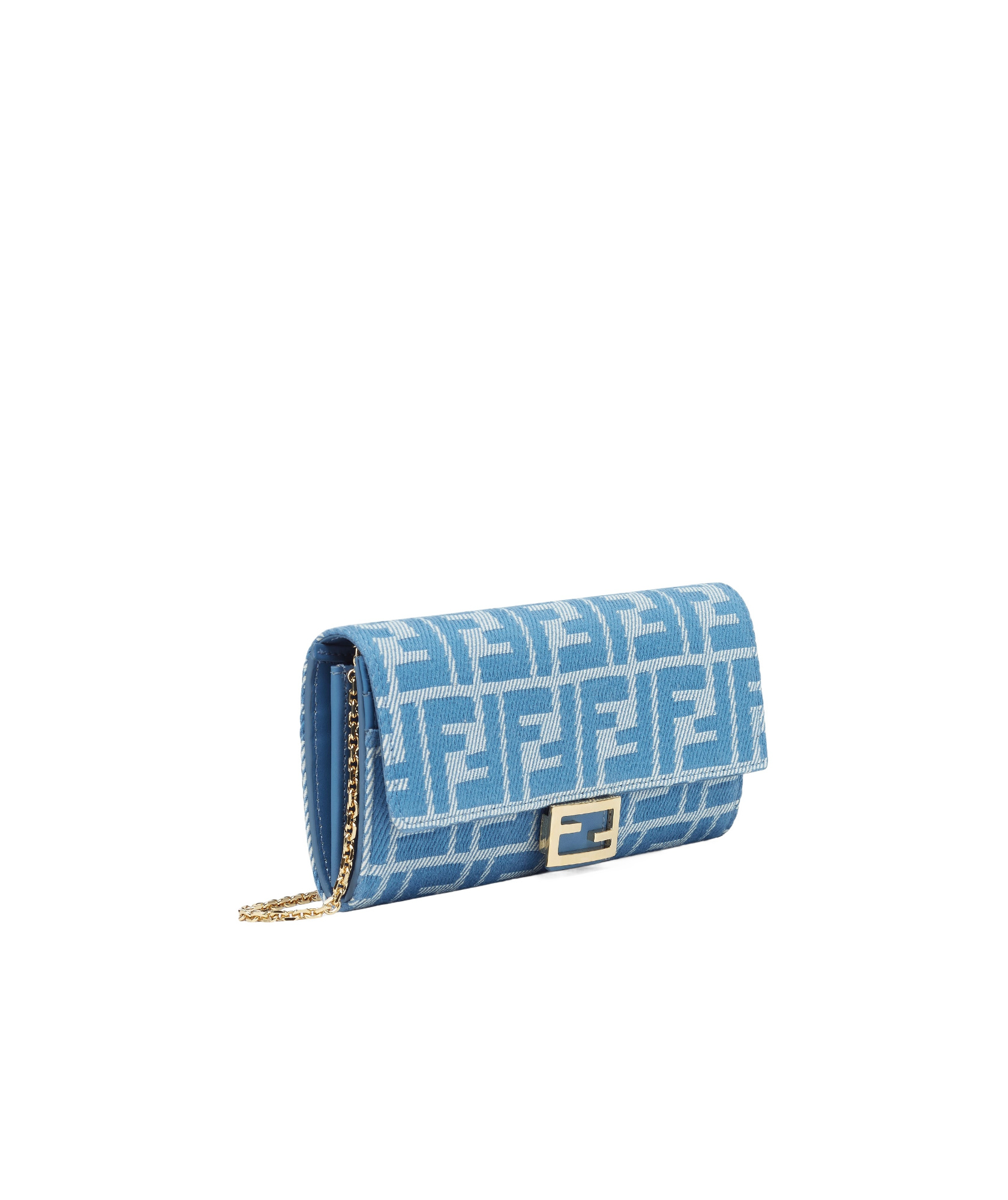 Fendi Baguette Continental With Chain In Blue
