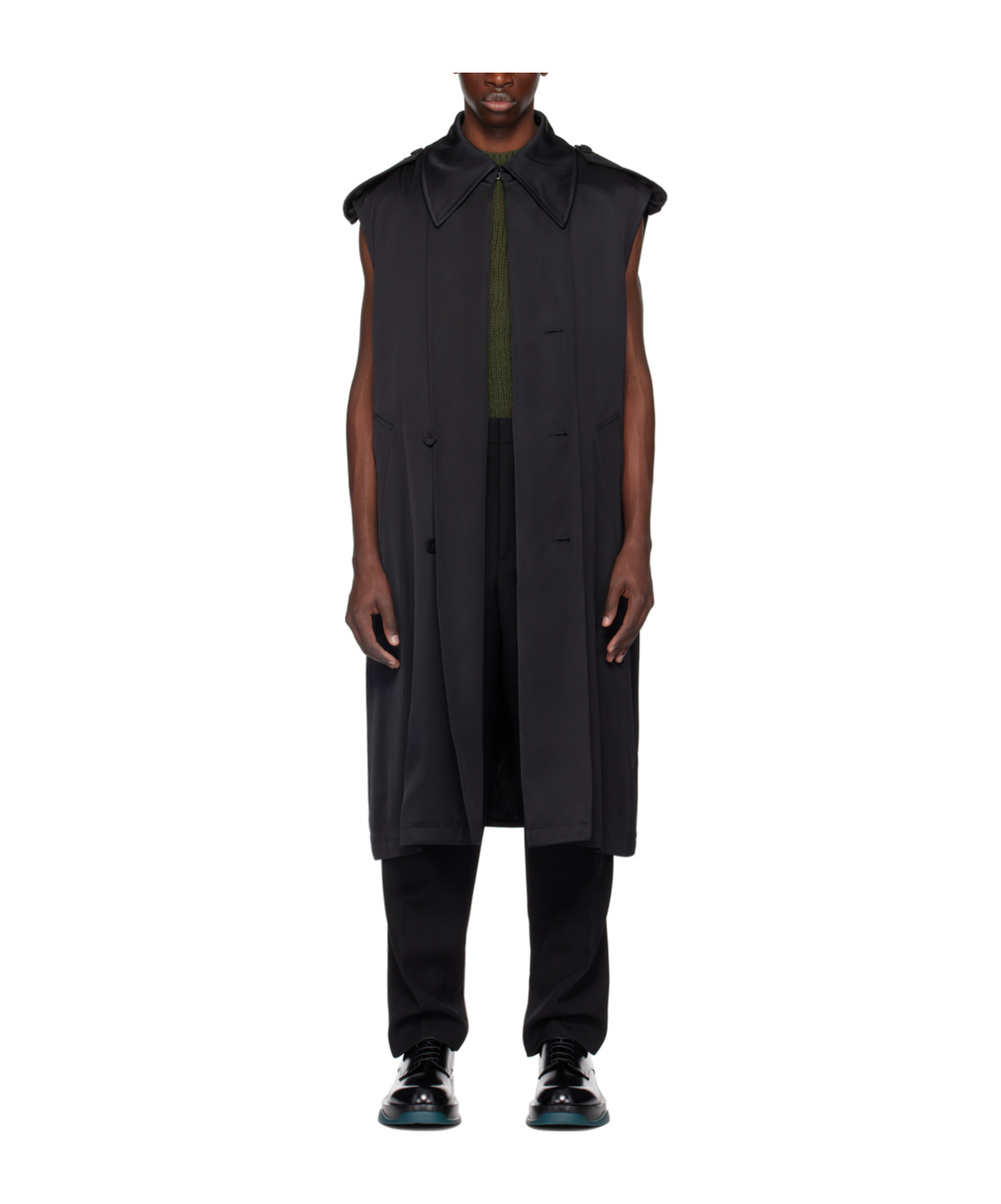 Jil Sander Sleeveless Belted Trench Coat In Black
