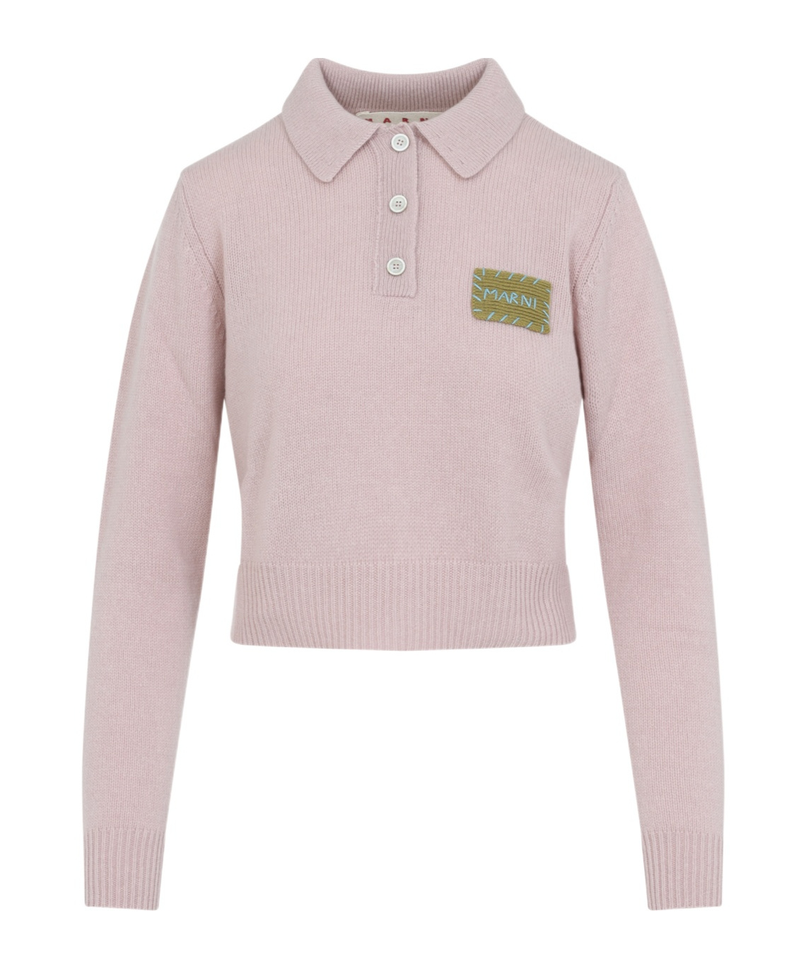 Marni Collared Top With Ribbed Cuffs And Hem In Pink