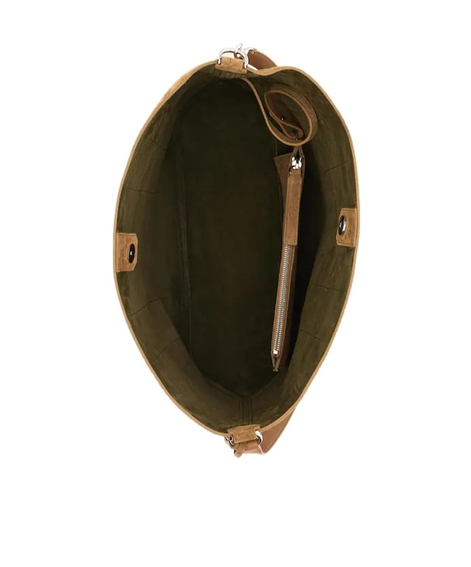 Hogan Suede Hobo Tote Adjustable Shoulder Strap In Sand