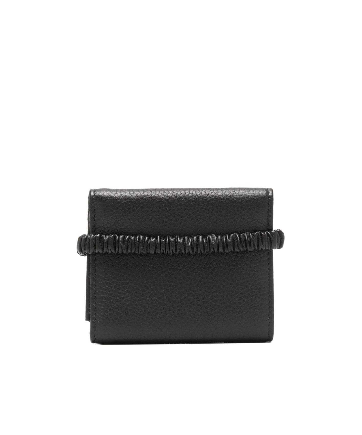 Miu Miu Small Tri-fold Leather Wallet In Black
