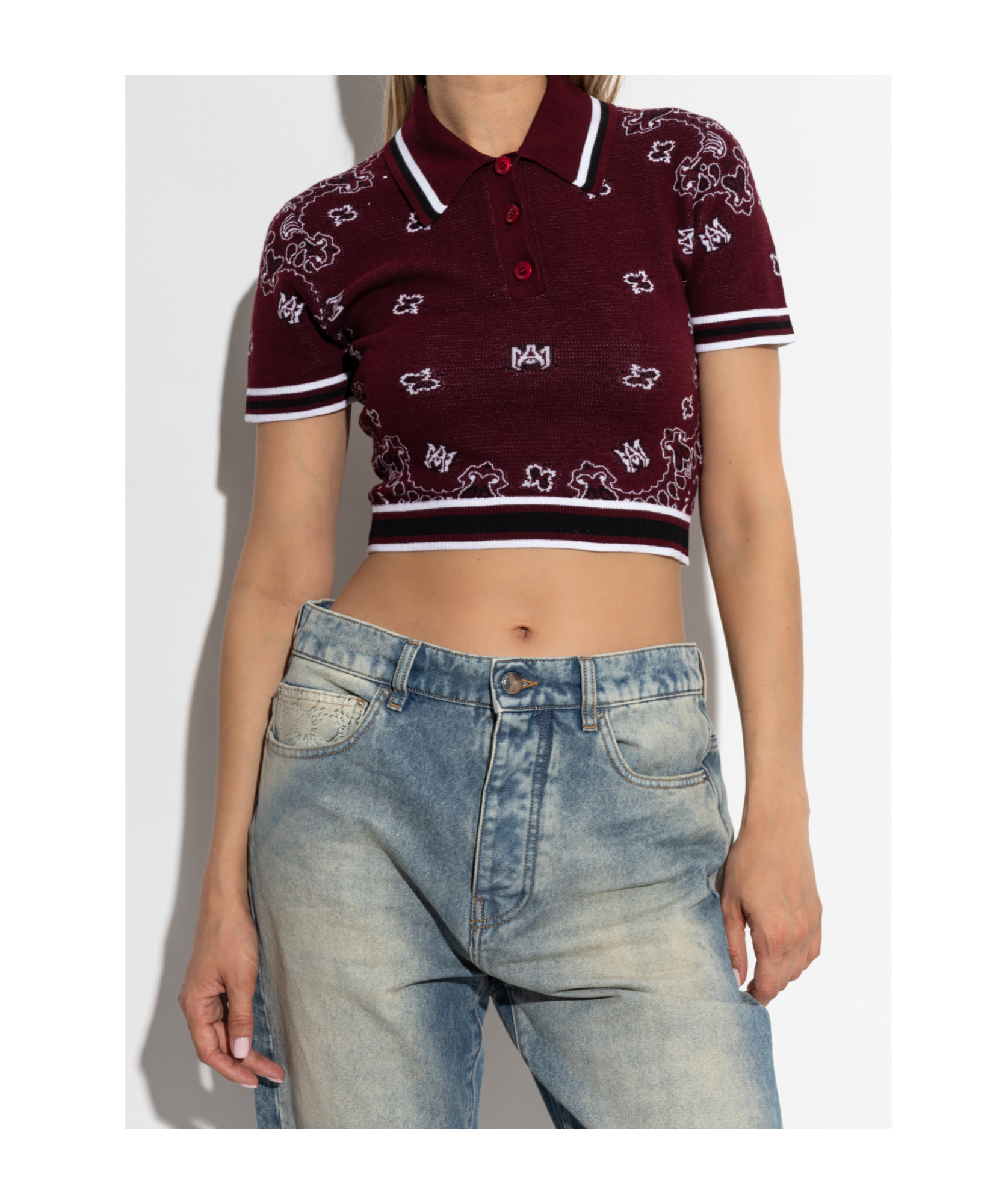 Amiri Bandana Print Polo Shirt For Women In Brown
