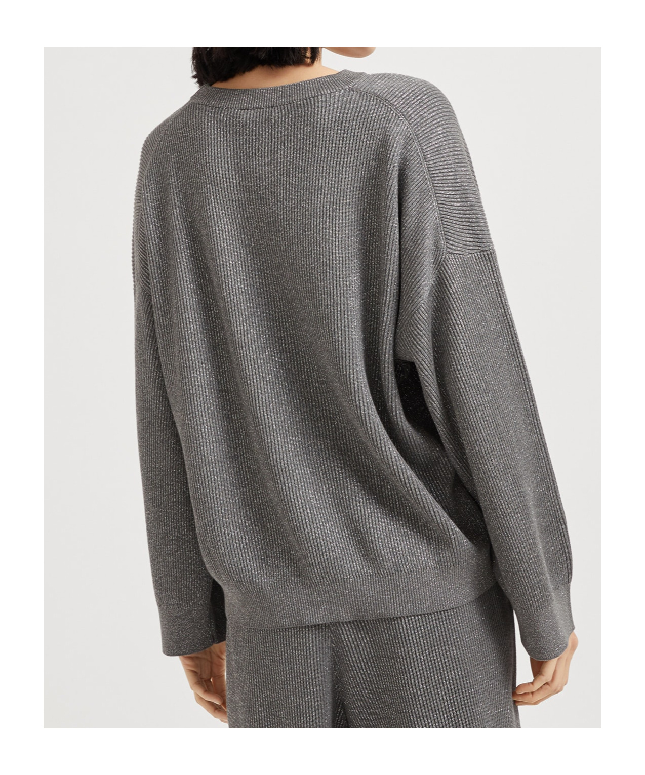 Brunello Cucinelli Ribbed Sweater In Gray