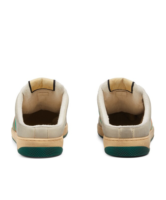 Gucci Screener Gg Canvas Leather-trimmed Mules In Neutral