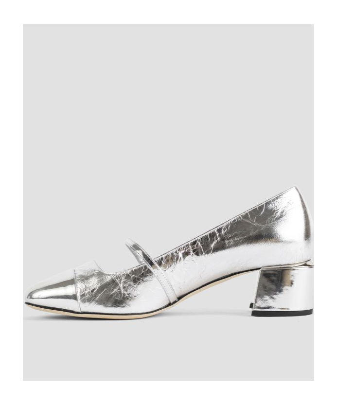 Jimmy Choo Glitter Mary Jane Pumps With Metallic Accents In Gray