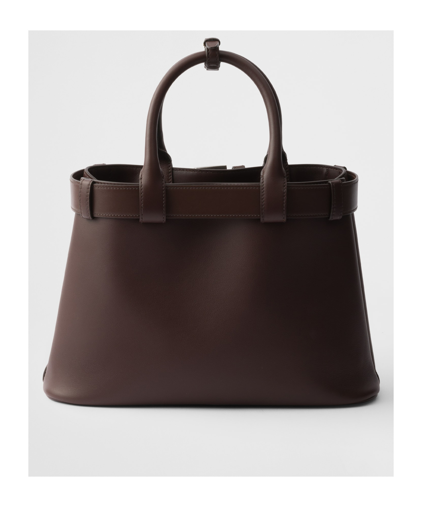 Prada Buckle Small Leather Handbag With Belt In Black
