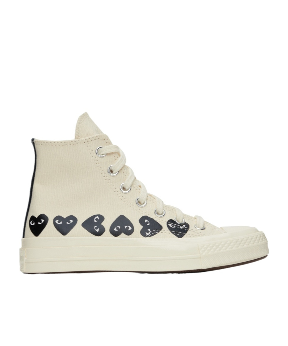 Comme Des Garçons Play Multi Heart Converse X Comme Des Gar S Play Hi-top Sneakers In Nude