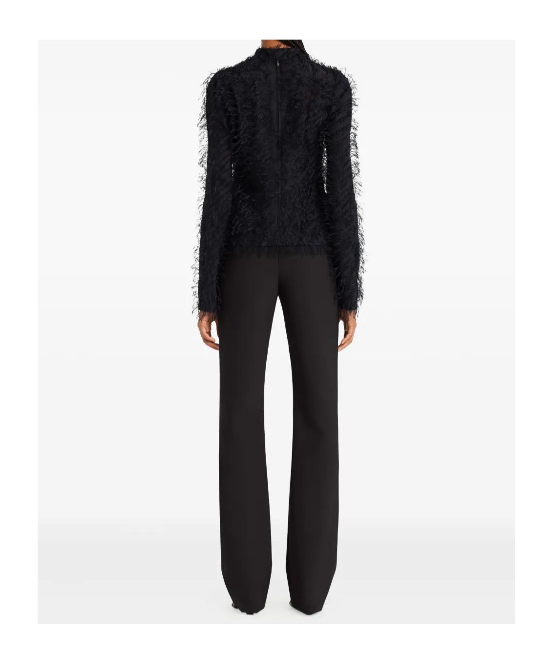 Courrèges Feather-embellished Long-sleeve Top In Black