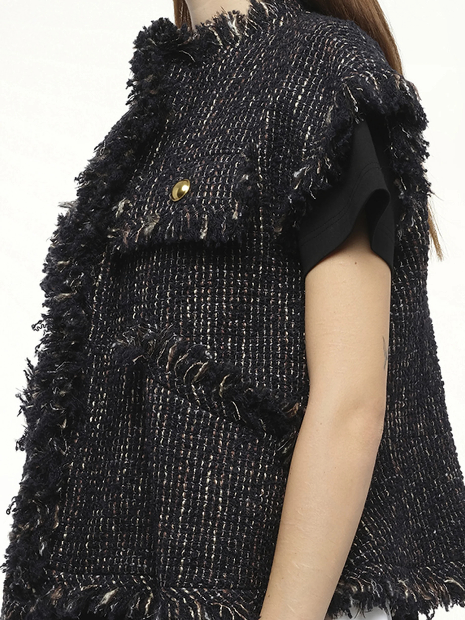 Sacai Raw-edged Vest In Black