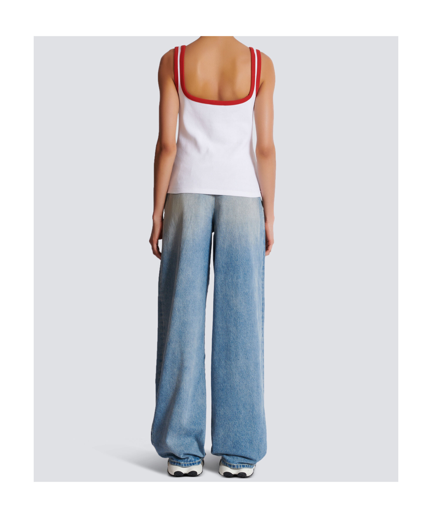 Balmain Fruit Square-neck Tank Top In White