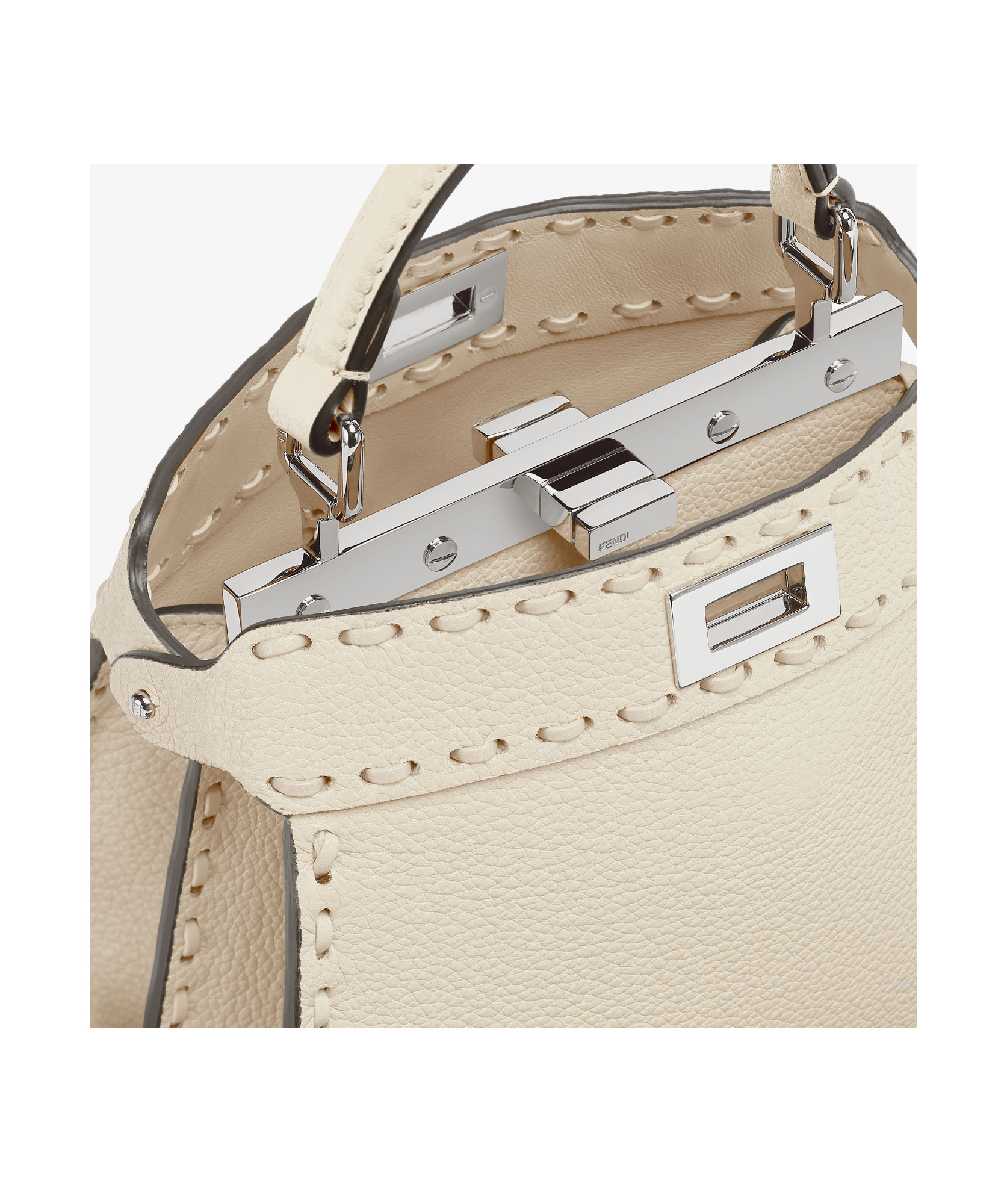 Shop Fendi Camellia-coloured Selleria Bag With 306 Hand-sewn Topstitches In Nude