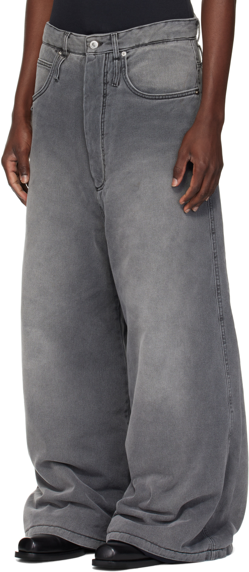 Lu'u Dan Non-stretch Wide-leg Jeans In Gray