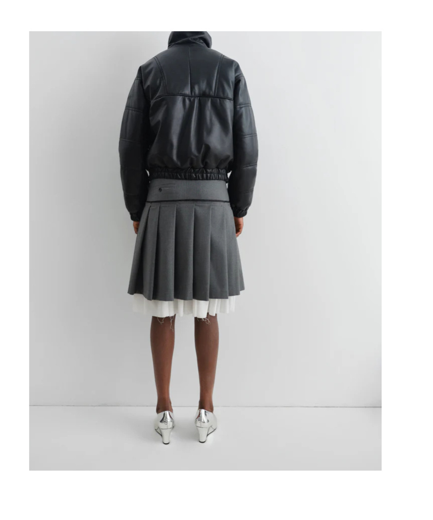 Gimaguas Long-sleeved Leather Jacket In Black