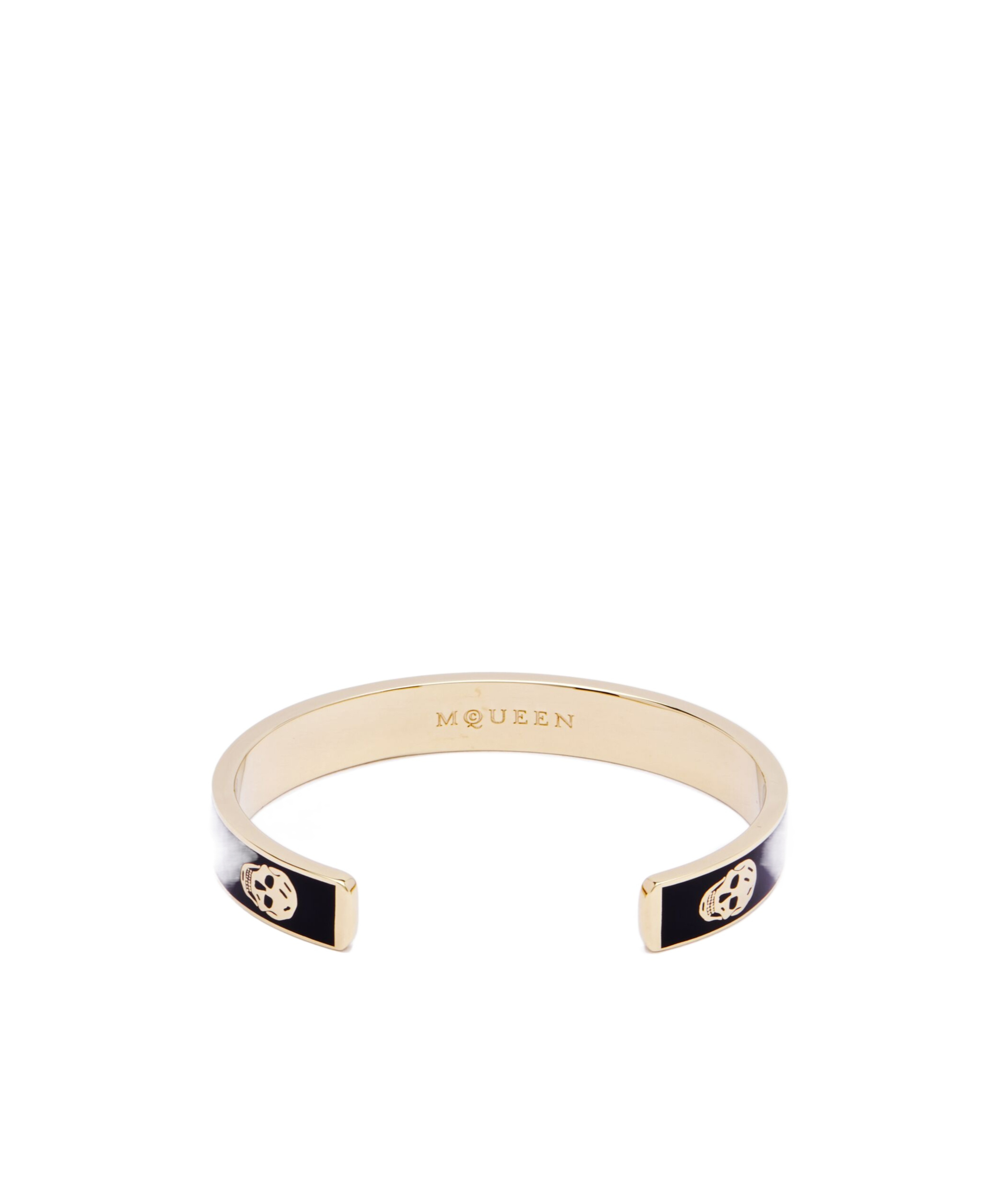 Alexander Mcqueen Women's Thin Skull Cuff In Black/gold In Black