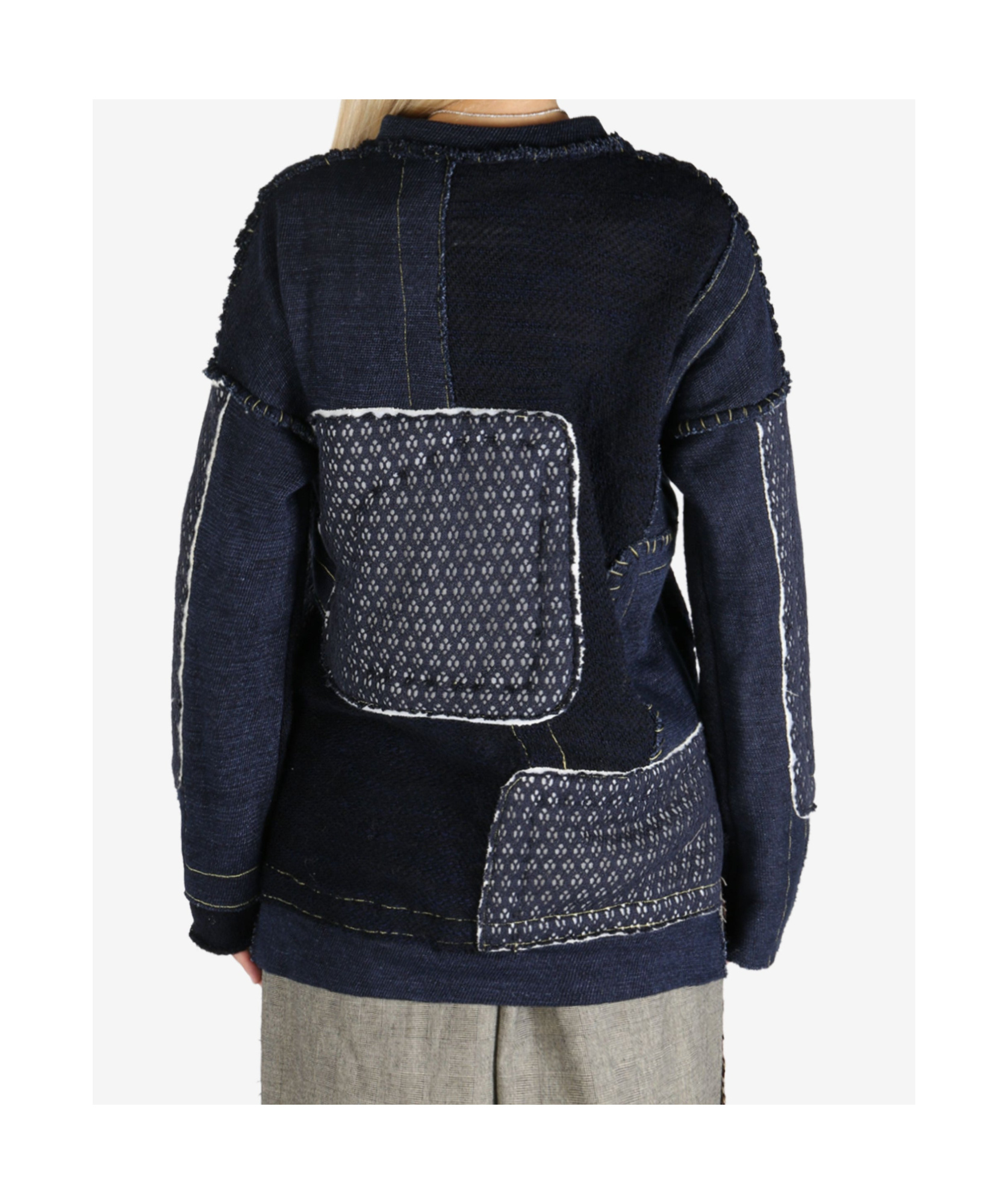 Communs Patchwork Long-sleeve Top In Black
