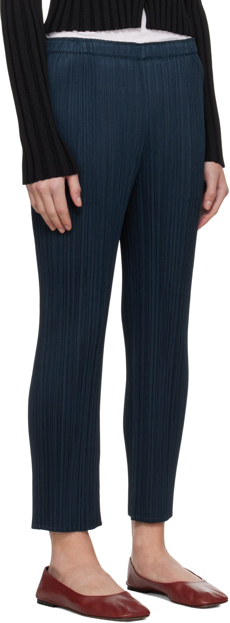 Issey Miyake Elastic Waist Casual Pants In Blue