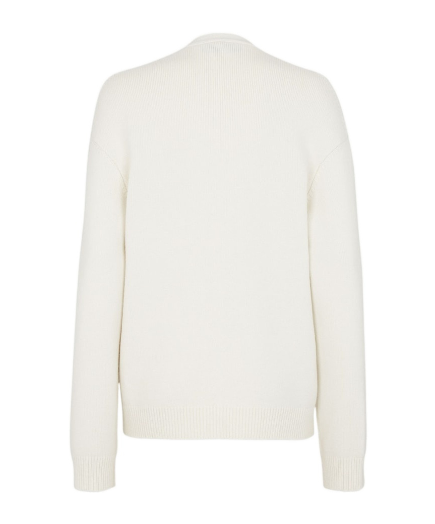 Fendi Jacquard Knit Cardigan In White