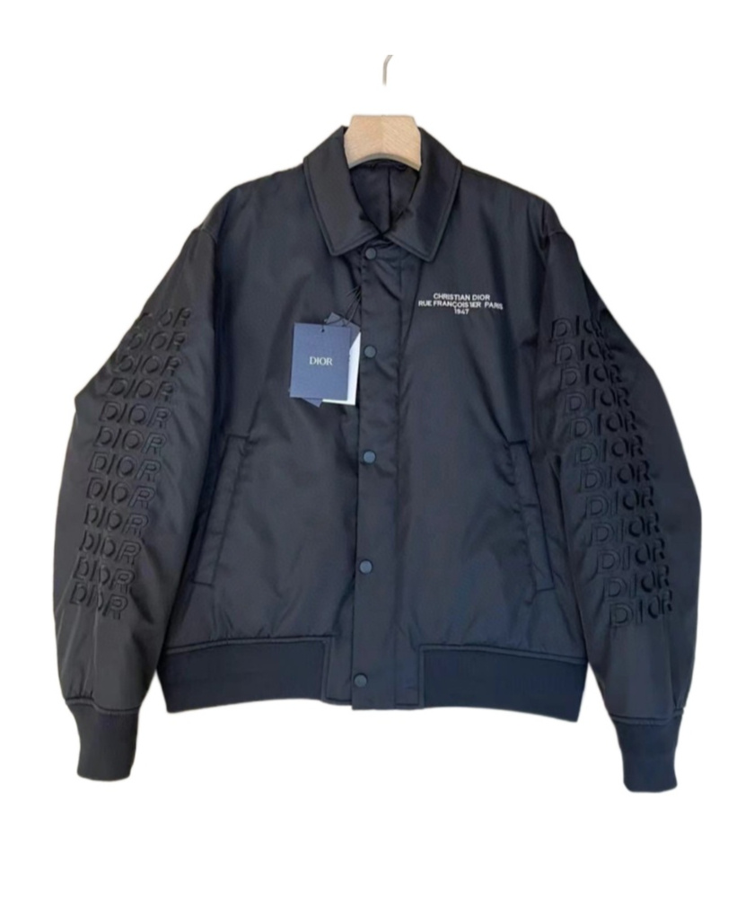 Dior Logo Pilot Casual Jacket In Black