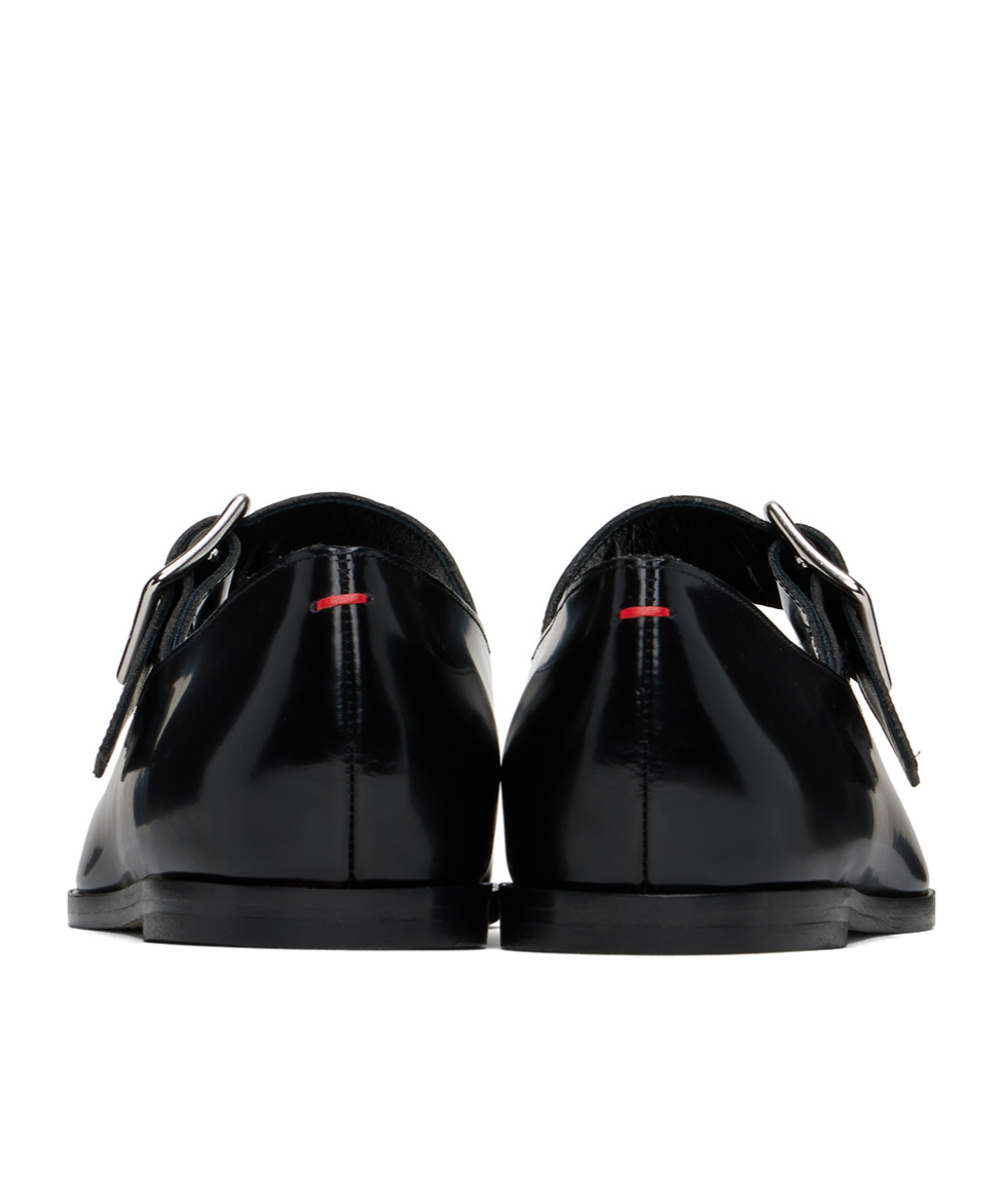Aeyde Sunny Polido Dancer Lamb Leather Flats In Black