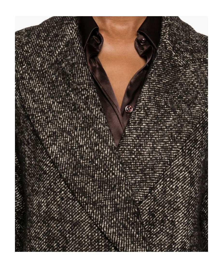 Tagliatore Double-breasted Brown Wool Blend Coat In Brown