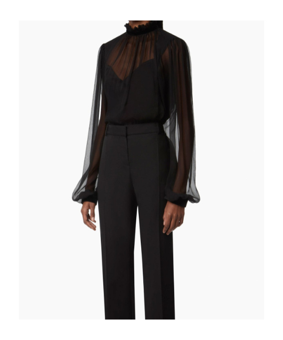 Nina Ricci High-neck Ruffled Top In Black