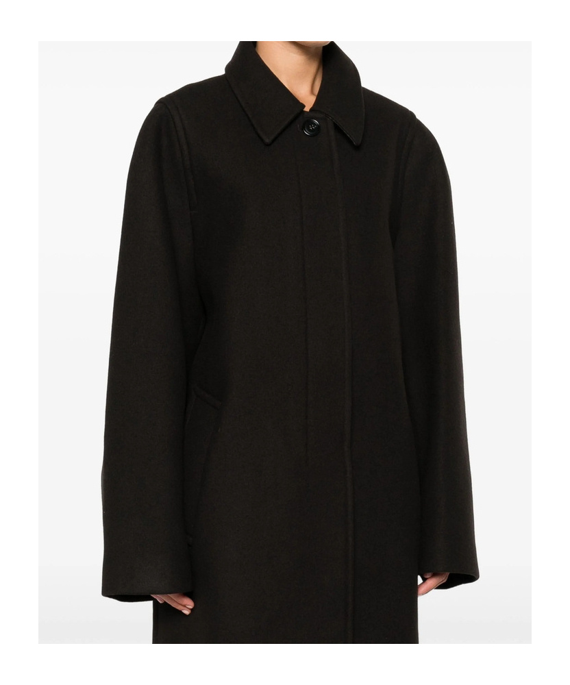 Low Classic Single-breasted Coat In Black