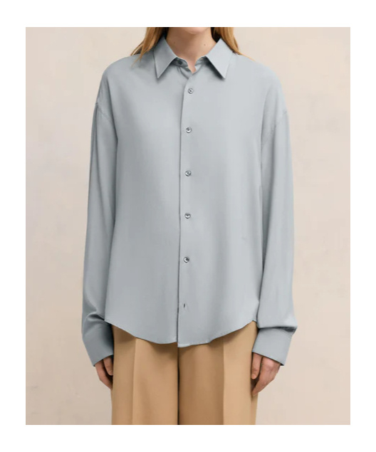 Ami Alexandre Mattiussi Buckle Long-sleeved Shirt In Gray
