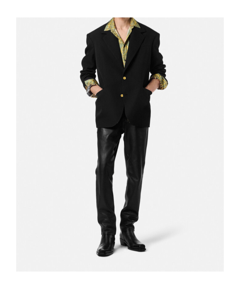 Versace Tailored Single Breasted Blazer With Notched Lapels In Black