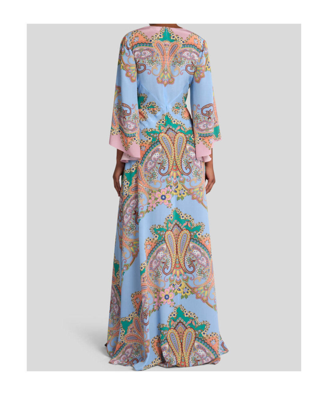 Etro Multicolor Long Dress With All-over Paisley Print And V-neck In Silk Woman In Multicolor