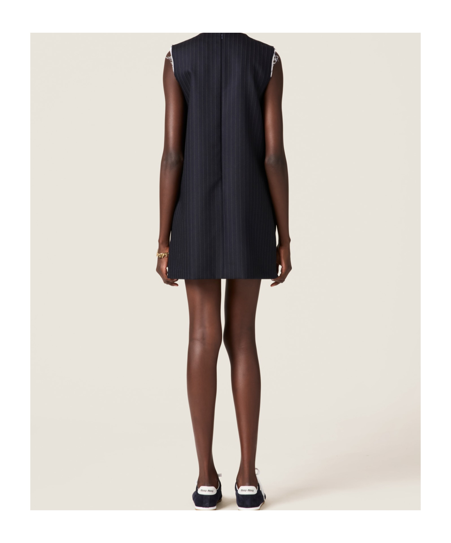 Miu Miu Pinstriped Dress In Black