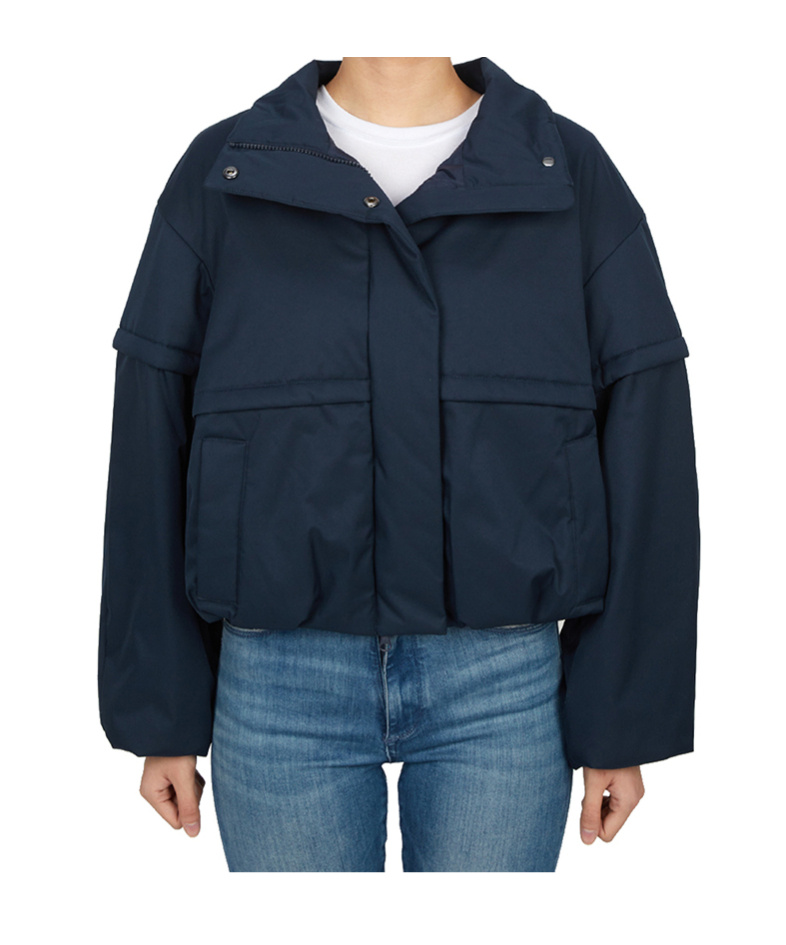 Max Mara Long-sleeved Cotton-padded Jacket In Blue