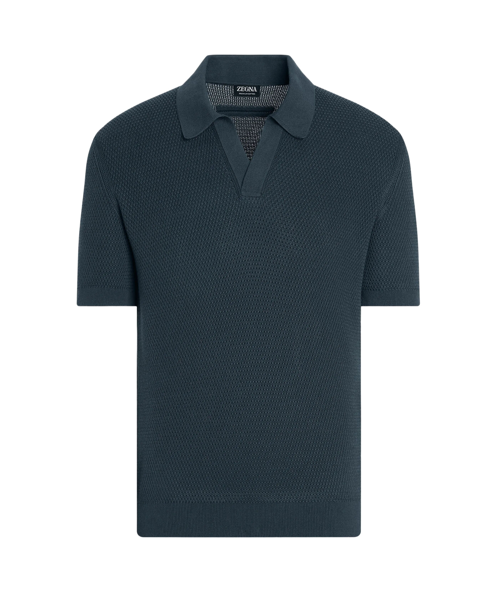 Shop Zegna Short-sleeved Knitted Polo Shirt In Black