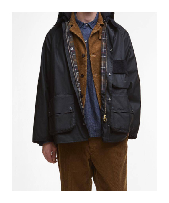 Barbour Modified Solway Waxed Jacket In Black