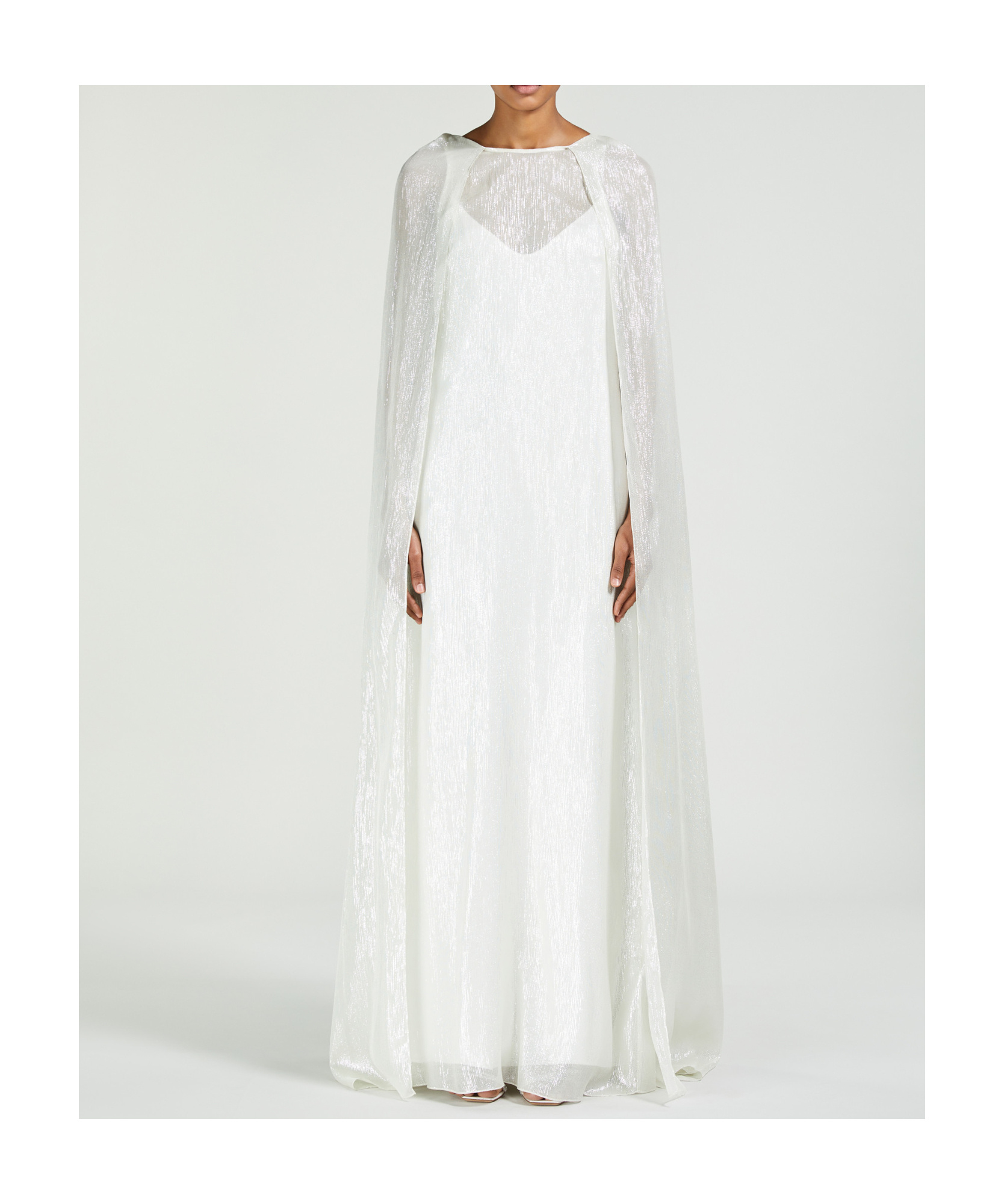 Max Mara Long Cape Silk Dress In White