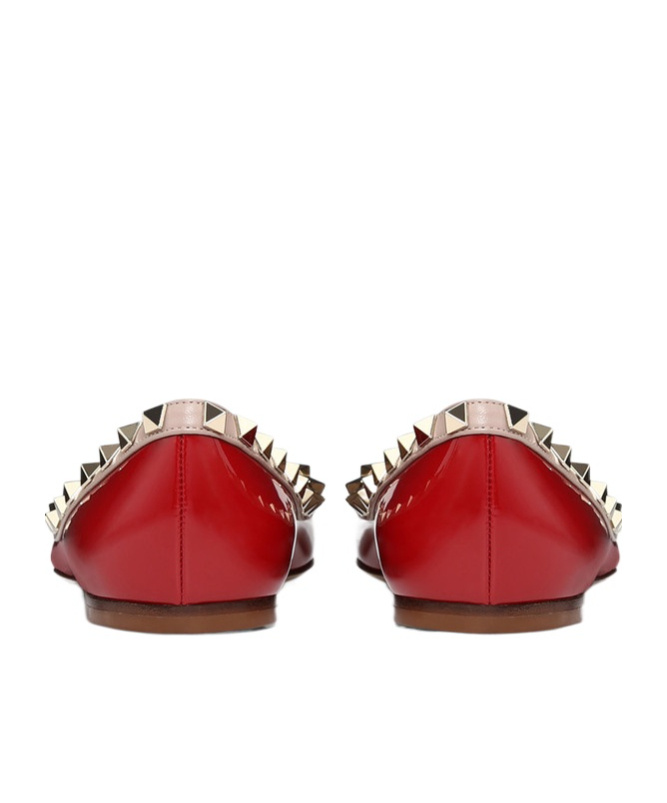 Shop Valentino Rockstud Ballerinas In Red