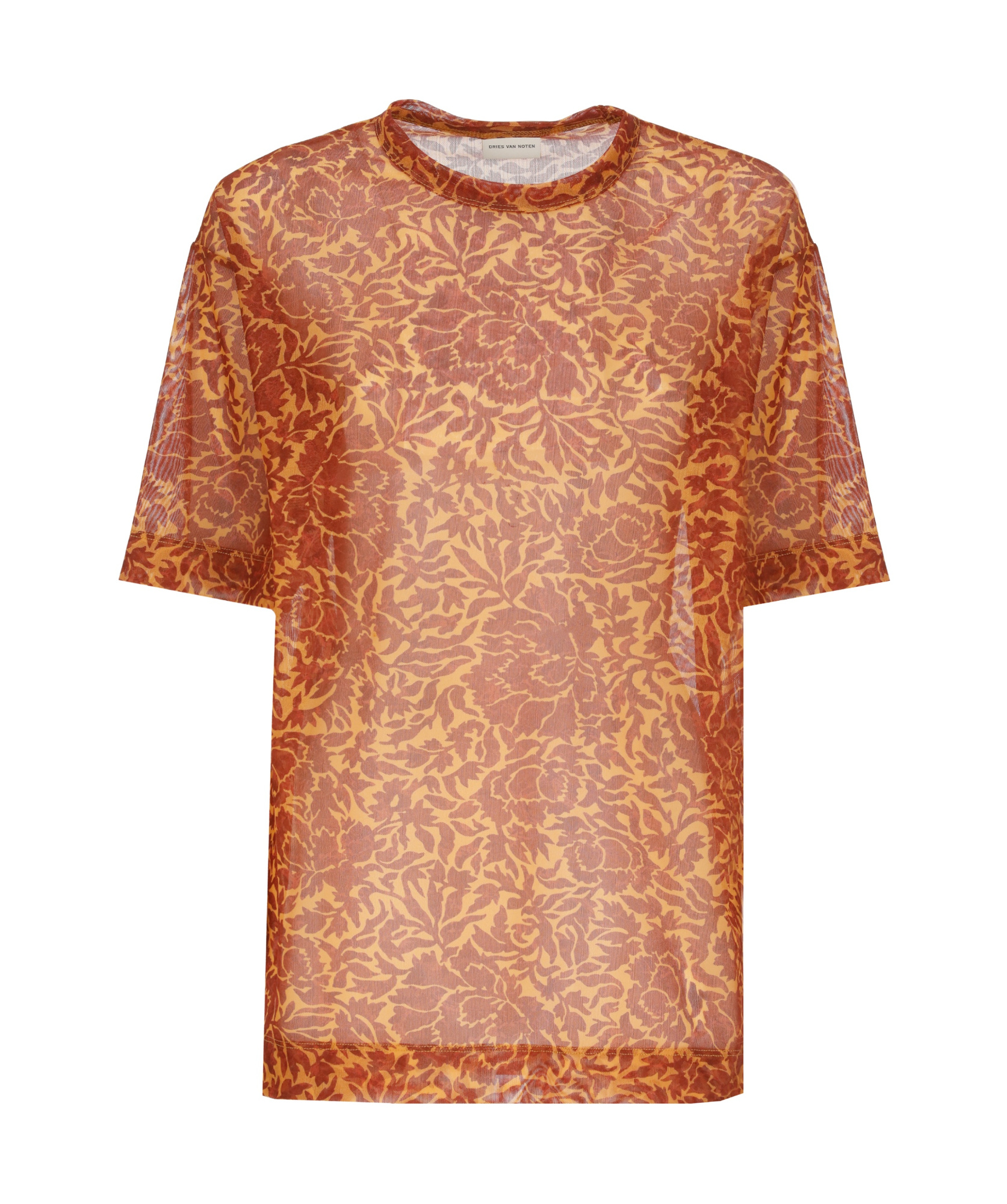 Shop Dries Van Noten T-shirt With Floral Pattern In Orange