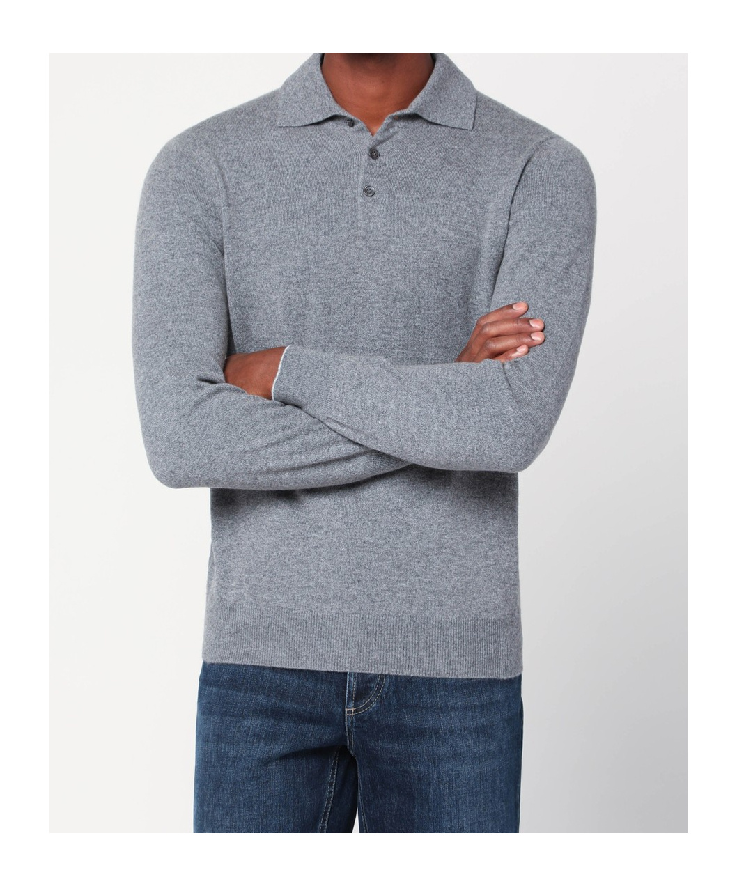Brunello Cucinelli Long-sleeved Polo Shirt In Blue
