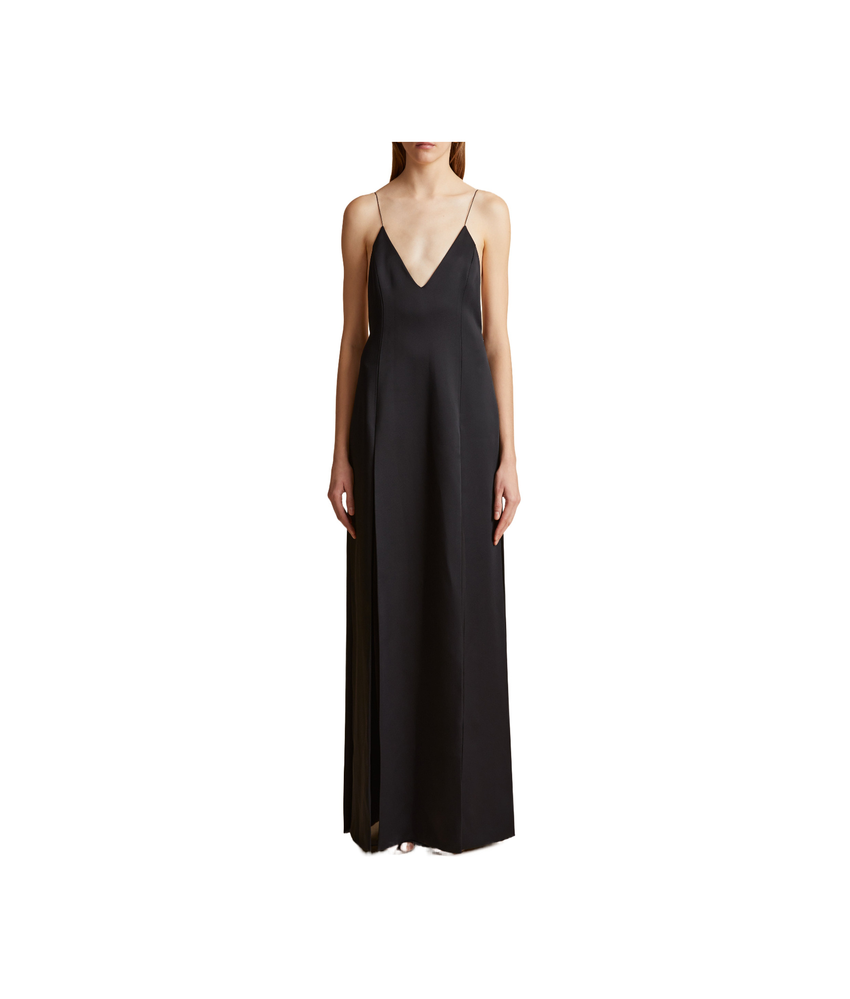 Khaite The Nonya V-neck Sleeveless Dress In Black