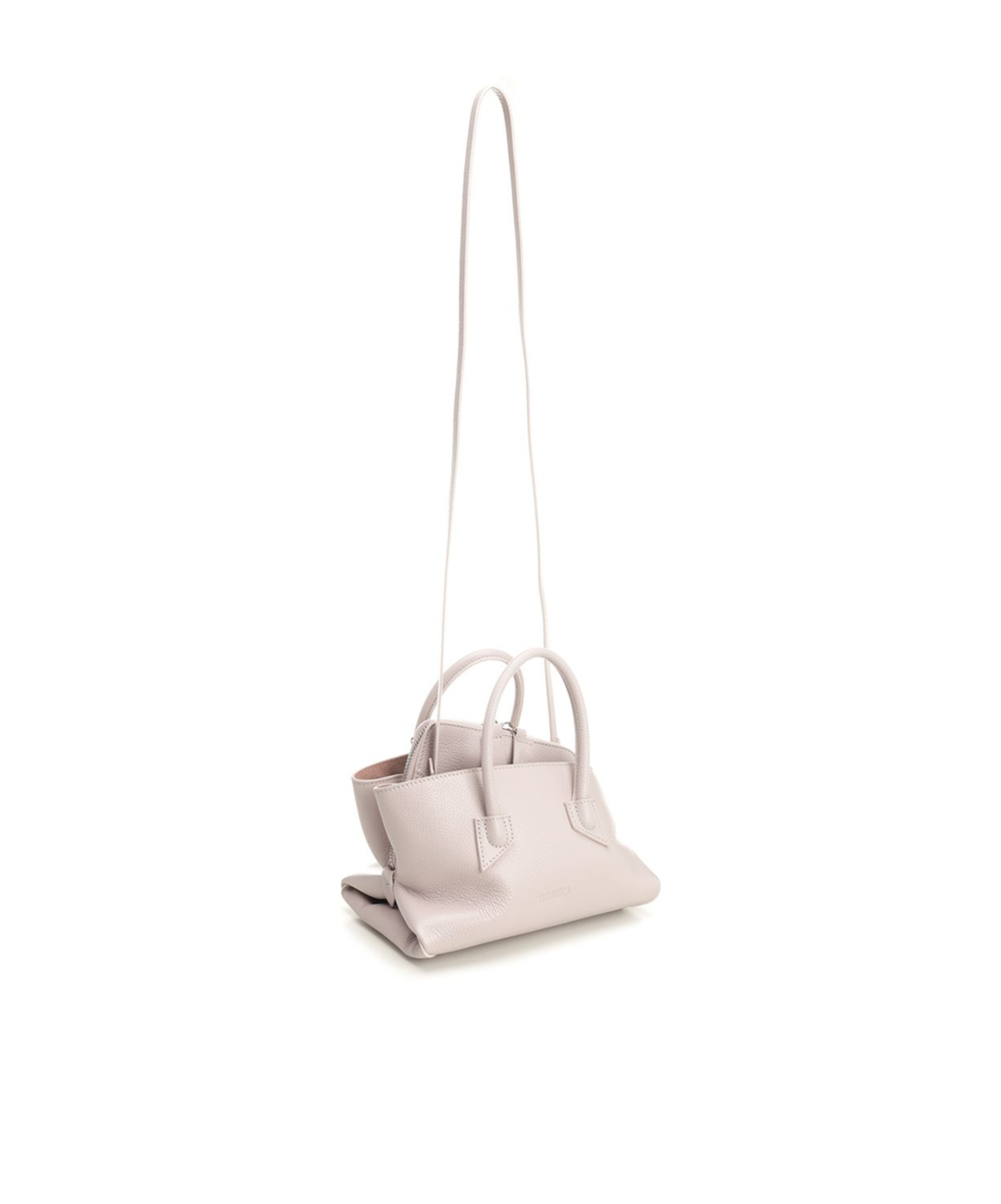 Attico La Passeggiata Mini Grained Leather Handbags Grey In White