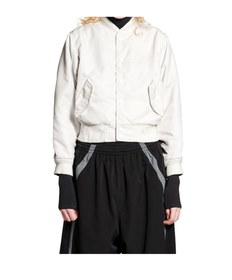 Balenciaga Loop Sports Icon Shrunk Varsity Jacket In White