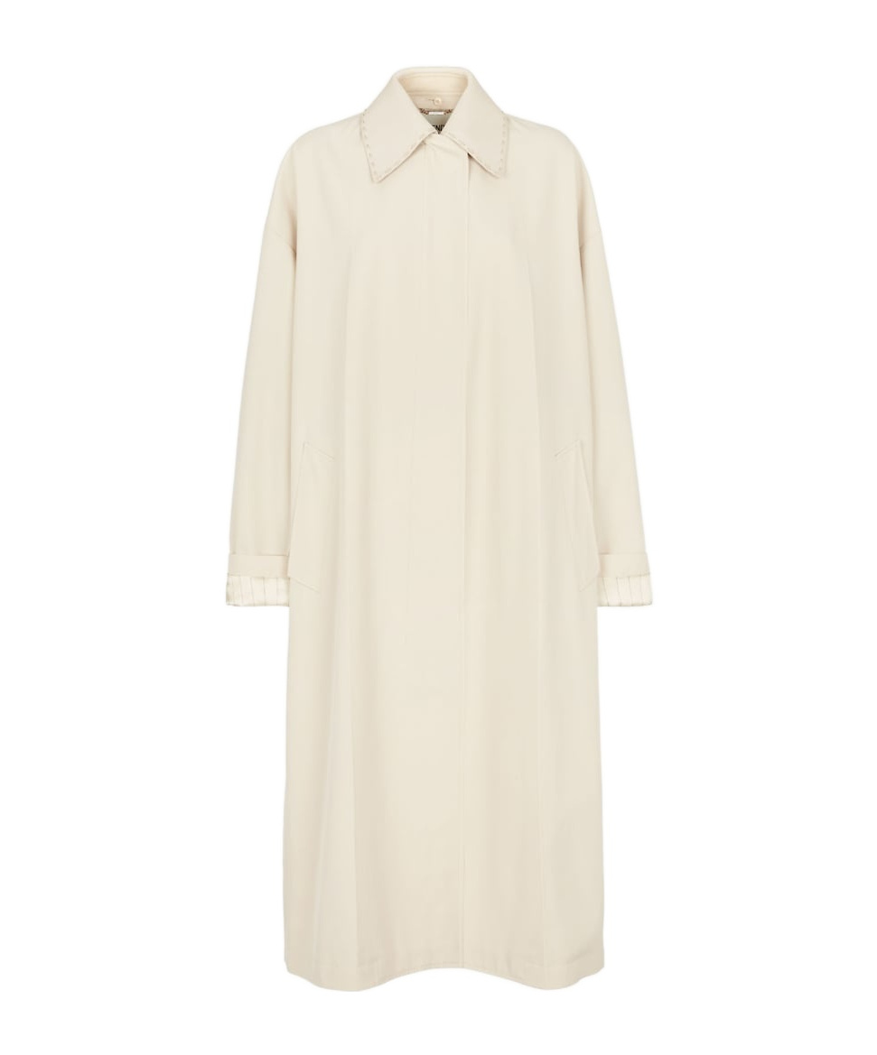 Fendi Shoulder-down Long-sleeved Coat In White
