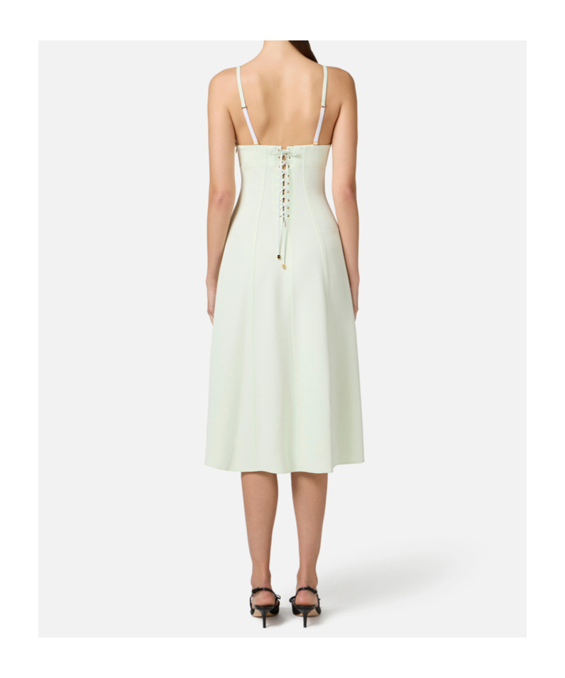 Elisabetta Franchi Lace-up Detail Crepe Midi Dress In White