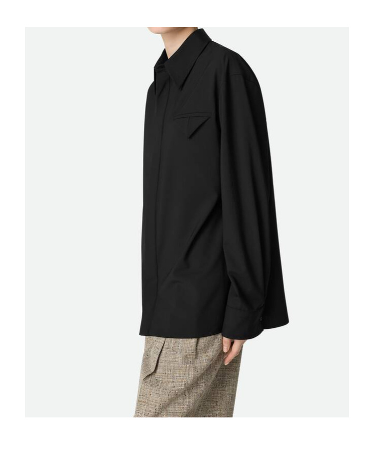 Bottega Veneta Chemise En Laine Fine In Black