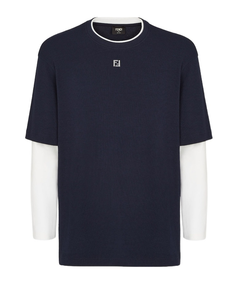 Fendi Blue Cotton T-shirt In Black