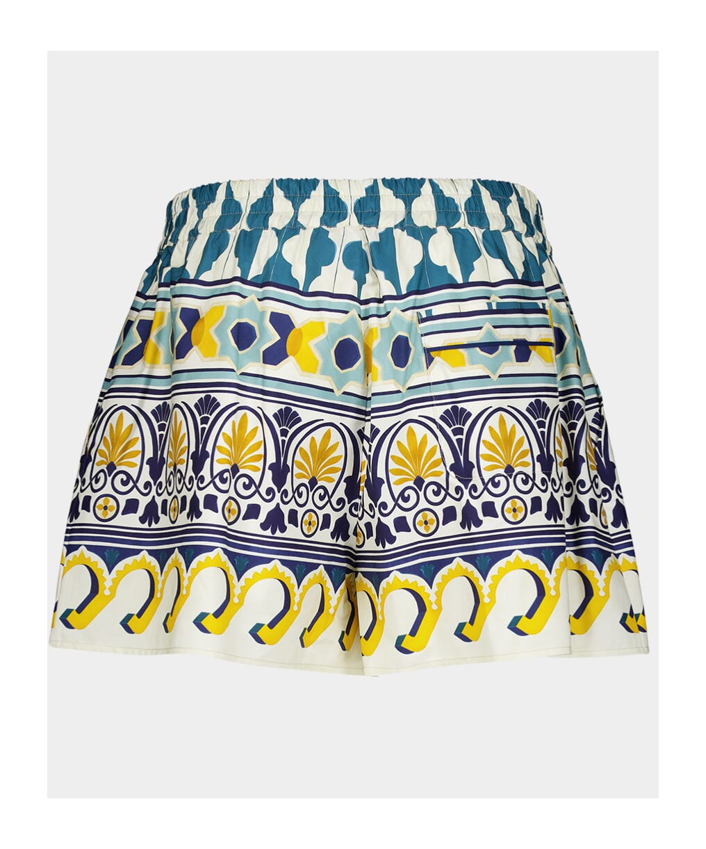 La Doublej Abstract-pattern Cotton Shorts In Multicolor