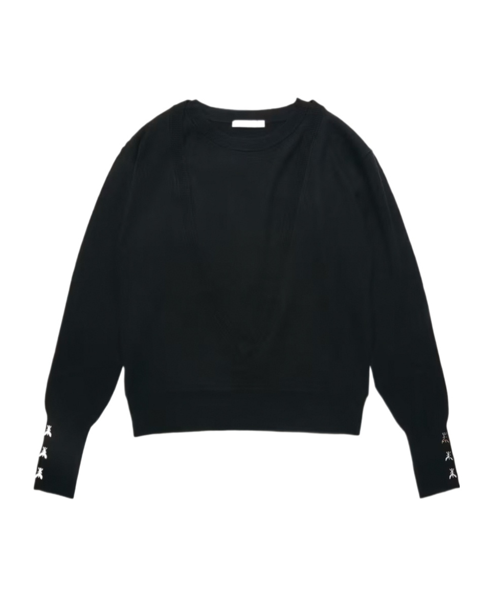 Patrizia Pepe Crew-neck Long-sleeve Knit Top In Black