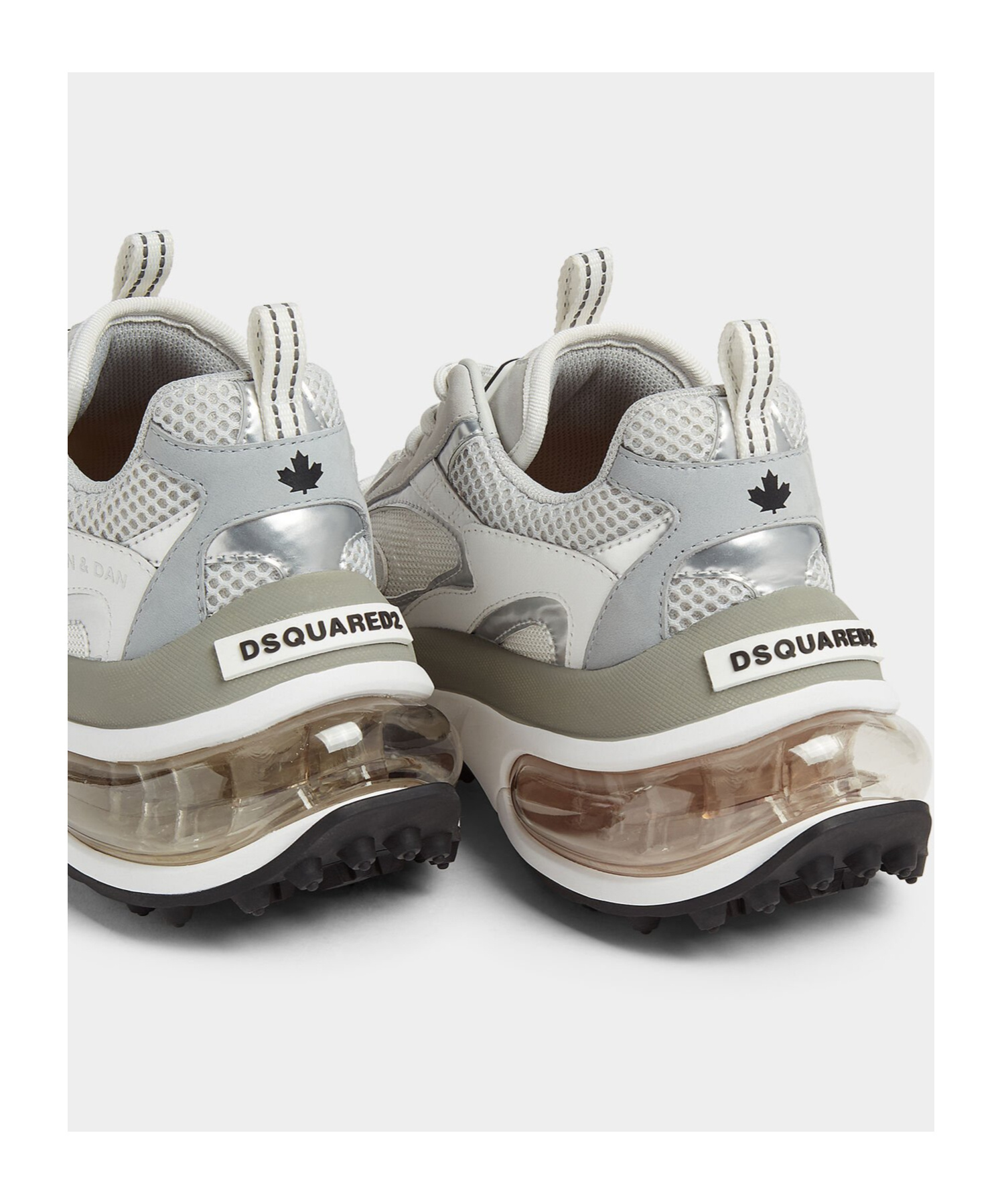 Dsquared2 Bubble White Suede And Mesh Running Sneakers In Gray